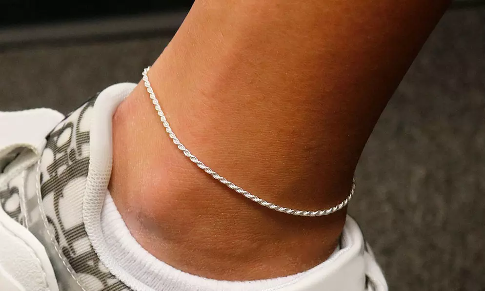 Italian Sterling Silver Rope Anklet 9" or 10" Option