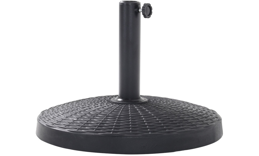 Image 25: Large 3m Black Rotating Outdoor Parasol with Multiple Base Styles