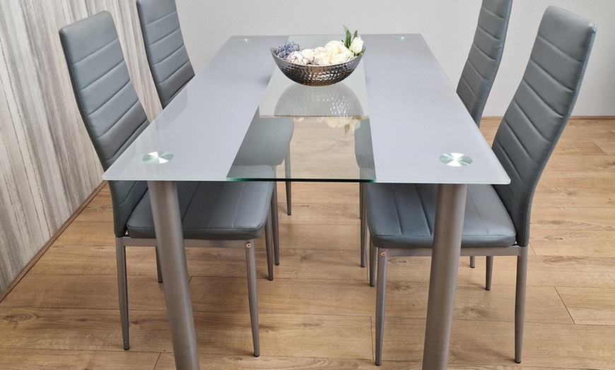 Image 23: Glass Dining Table Set with Chair Options