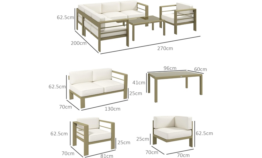 Image 17: Outsunny Aluminium Corner Sofa, Armchair and Table Garden Sofa Set