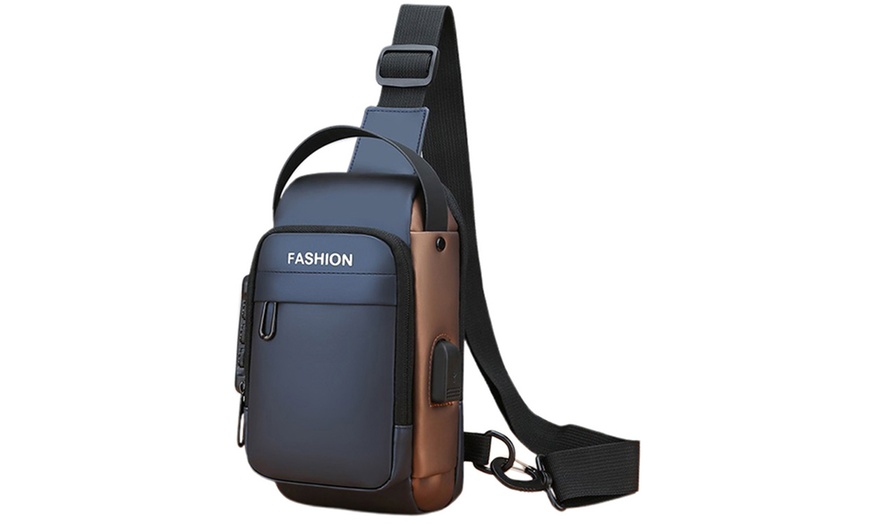 Image 7: Anti-theft Chest Shoulder Crossbody Sling Bag with USB Port