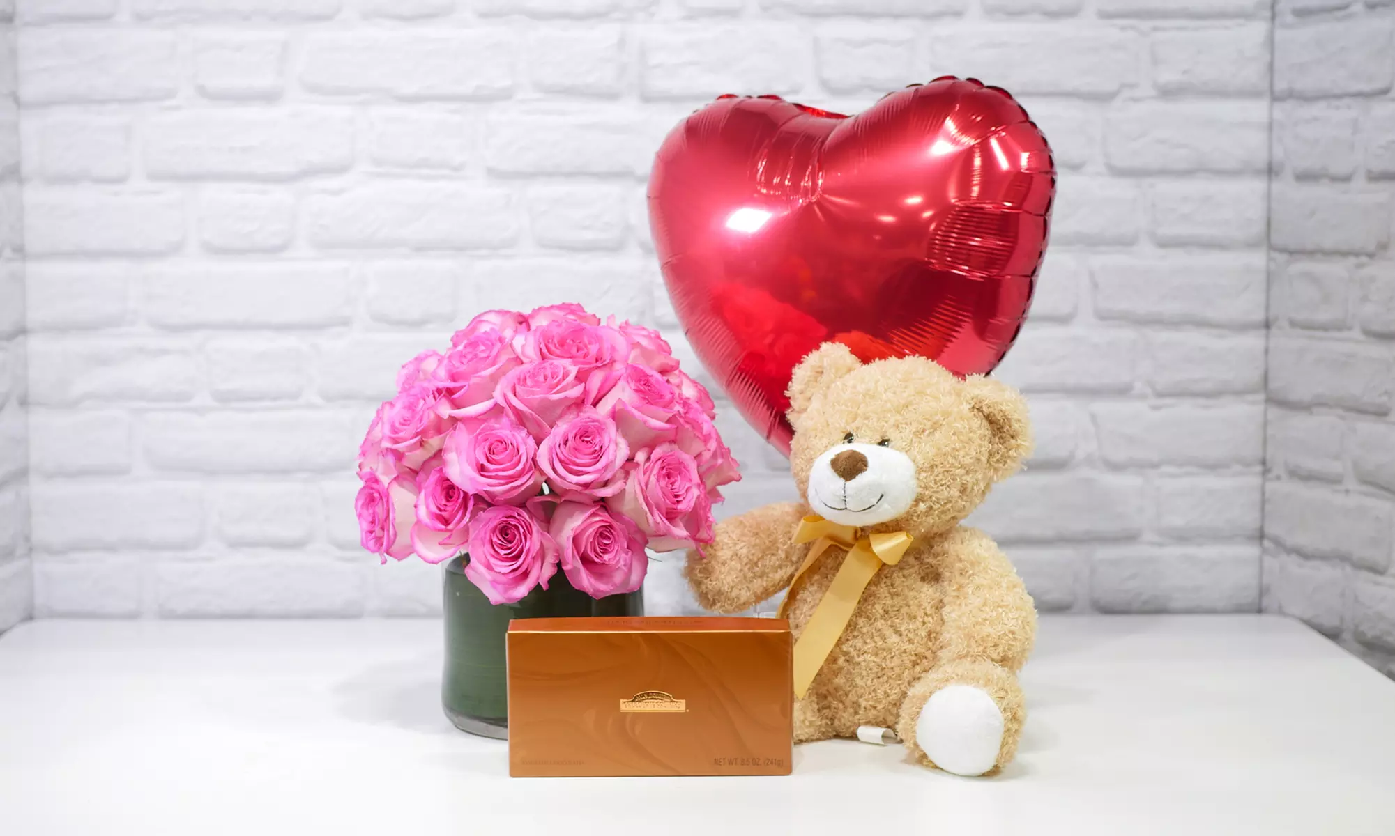 Send Fresh Roses with Premium Assorted Chocolates, Teddy Bear, & Balloon Bundle Option | Same Day Flower Delivery (Up to 30% Off)
