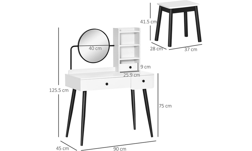 Image 13: HomCom Dressing Table with Stool