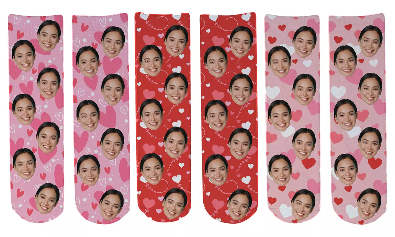 Get fun with Love Theme Novelty Face Socks  for One or Two
