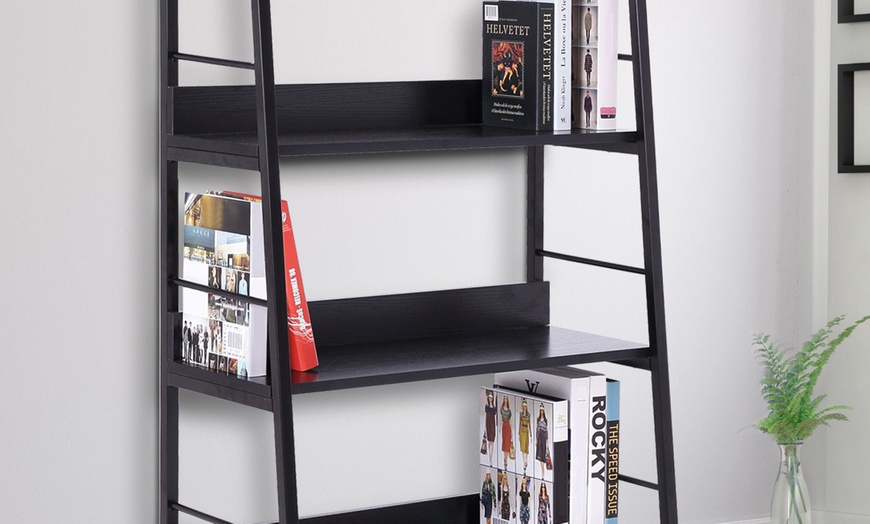 Image 12: HOMCOM Leaning Ladder Bookshelf