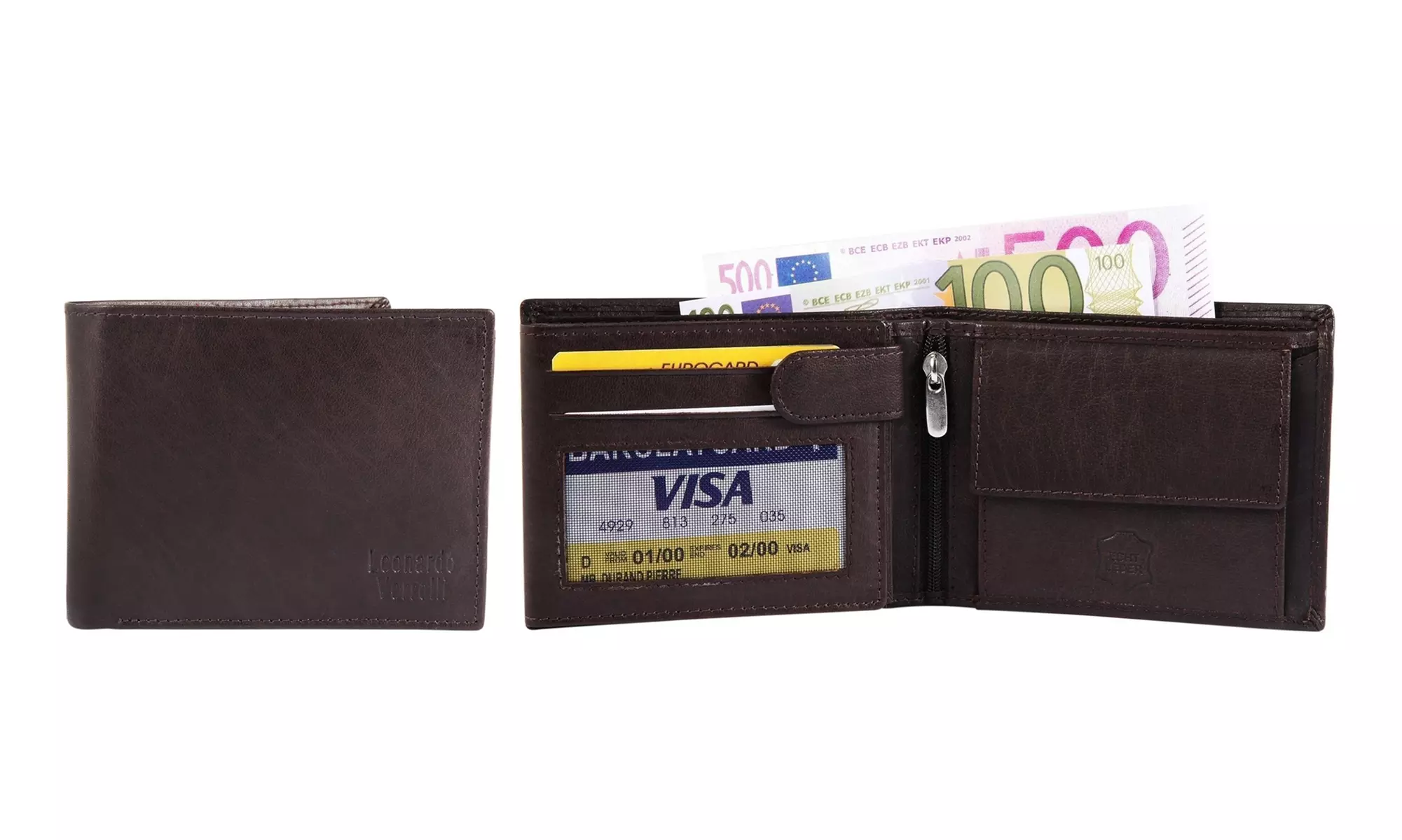 Leonardo Verrelli Echtleder-Geldbeutel
