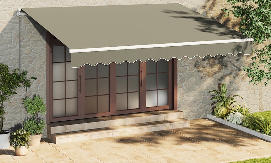 Image 2: Large Coverage Retractable Outdoor Door Awning