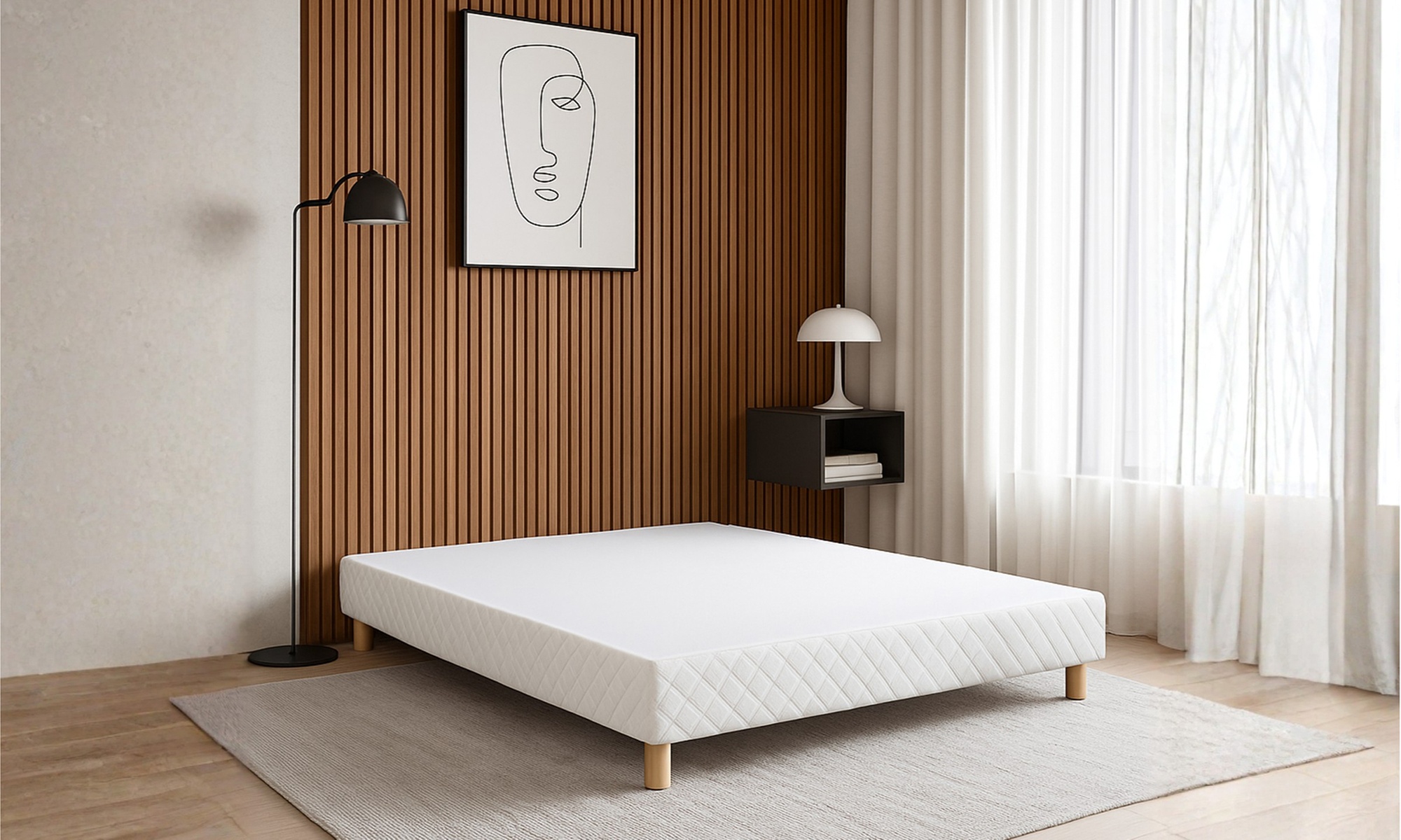 Sommier tapissier et son tissu doublé de mousse, Sampur