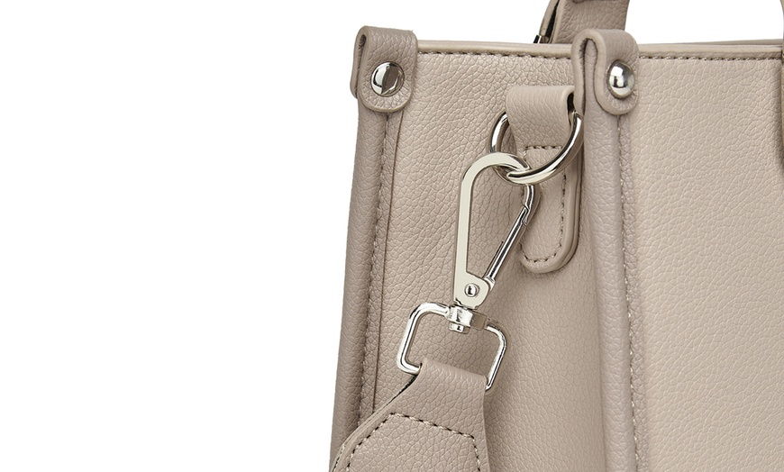 Image 19: Miss Lulu PU Leather Graceful Spacious Tote Bag with Woven Trim Strap