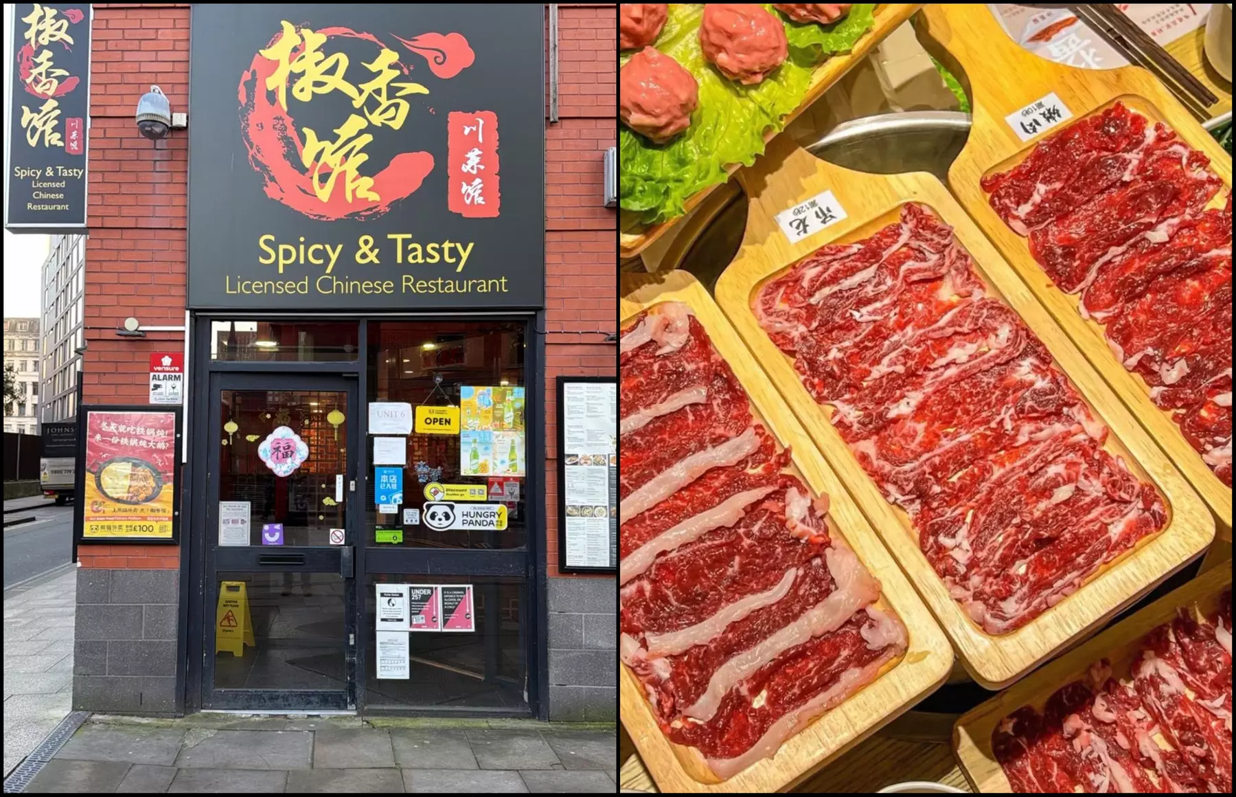 Hot Pot with sliced meat, fresh veggies, rice/noodles for Two or Four