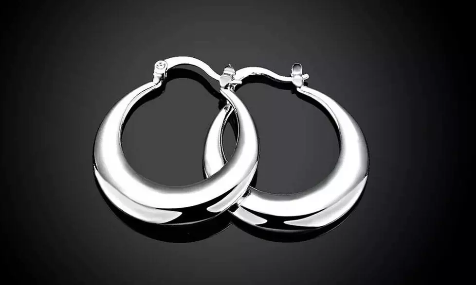 925 Sterling Silver Elegant Round Hoop Earrings