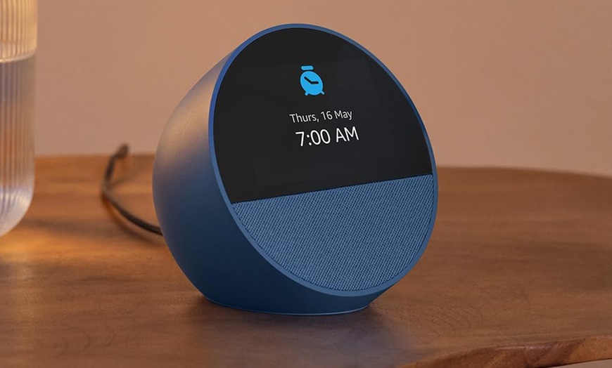 Image 9: New Amazon Echo Spot (2024) Smart Clock - Customisable Display, Vibrant Sound, Alexa