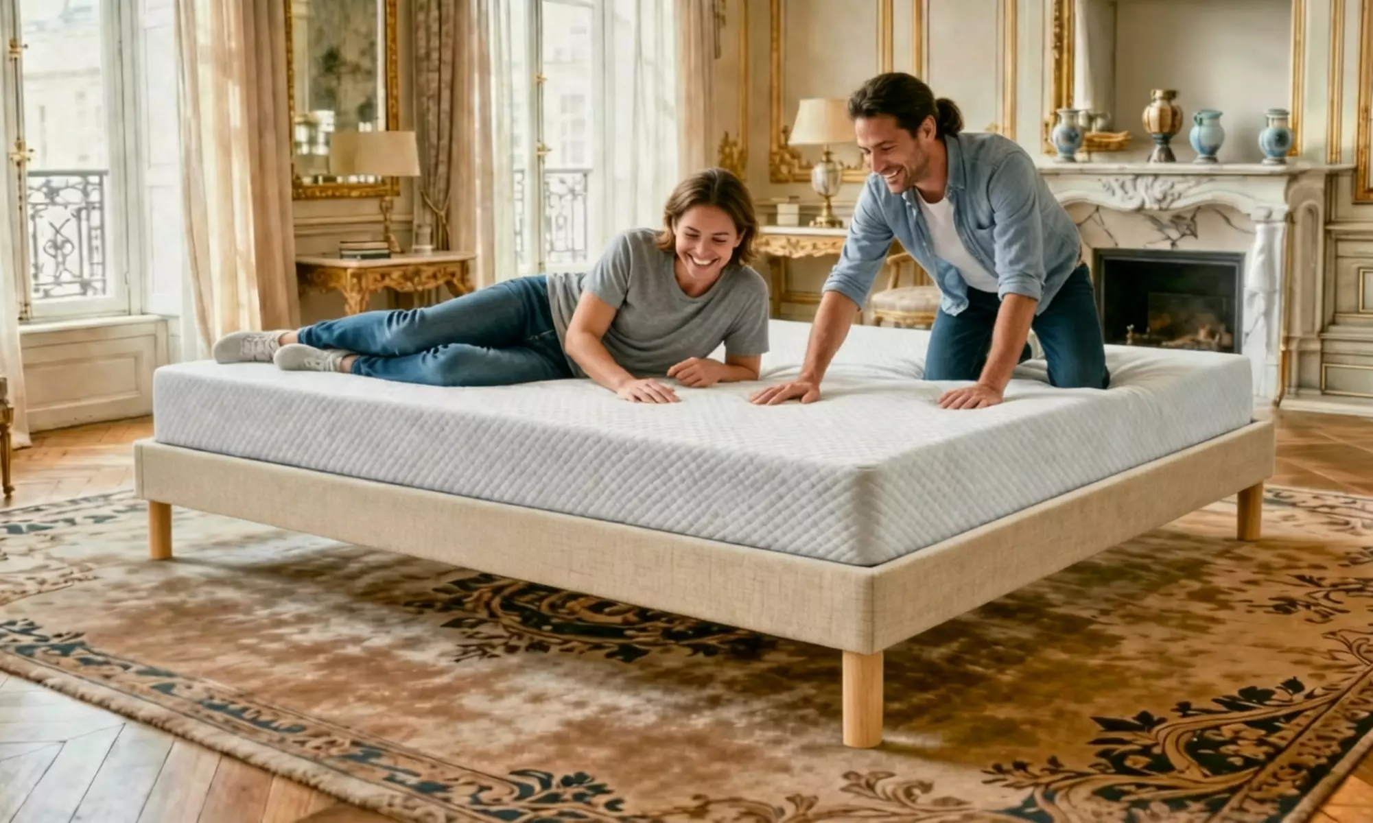 Bettgestell ANTHRA opt. mit Matratze