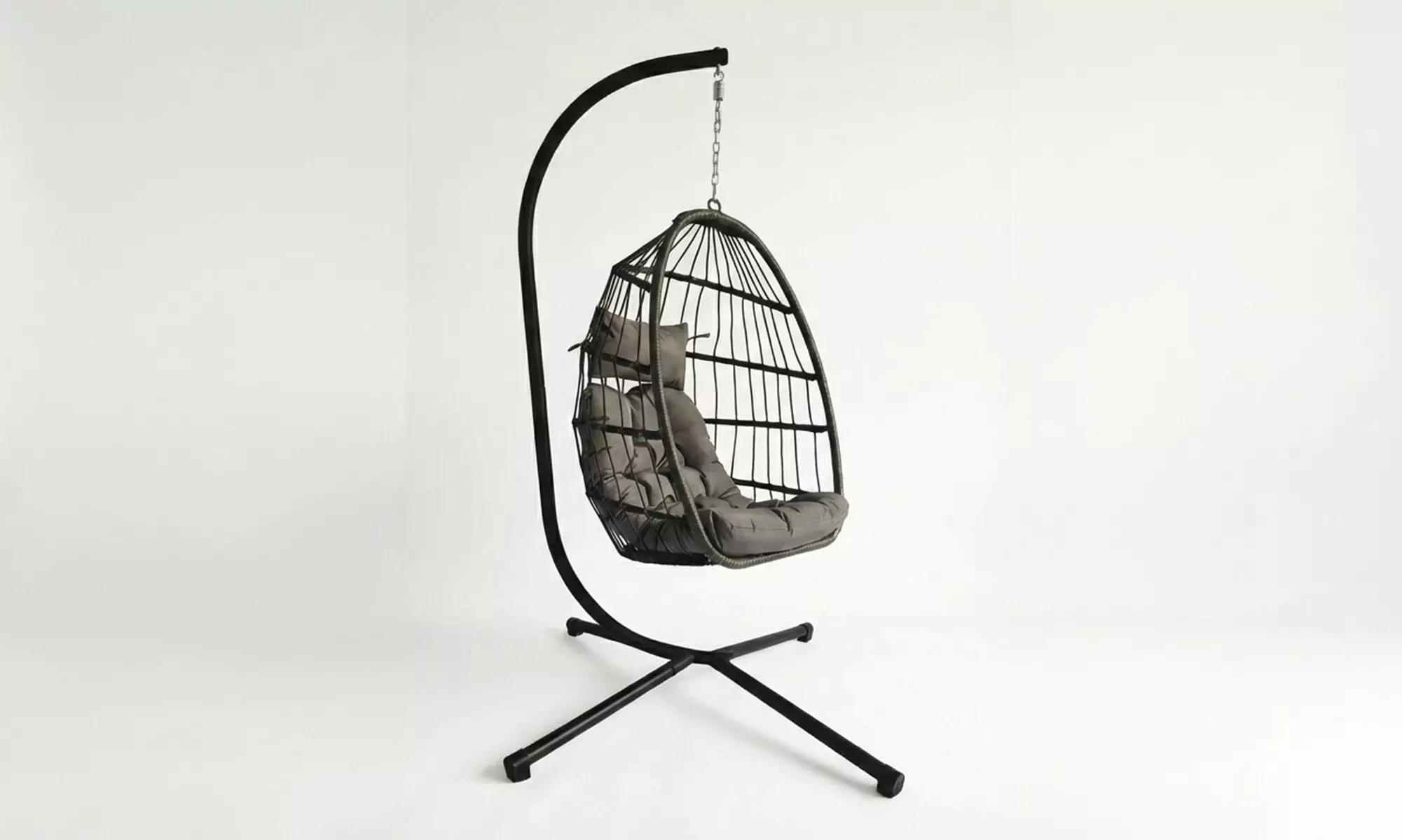 Luxury Garden Hanging Egg Chair with Plush Cushion and Headrest