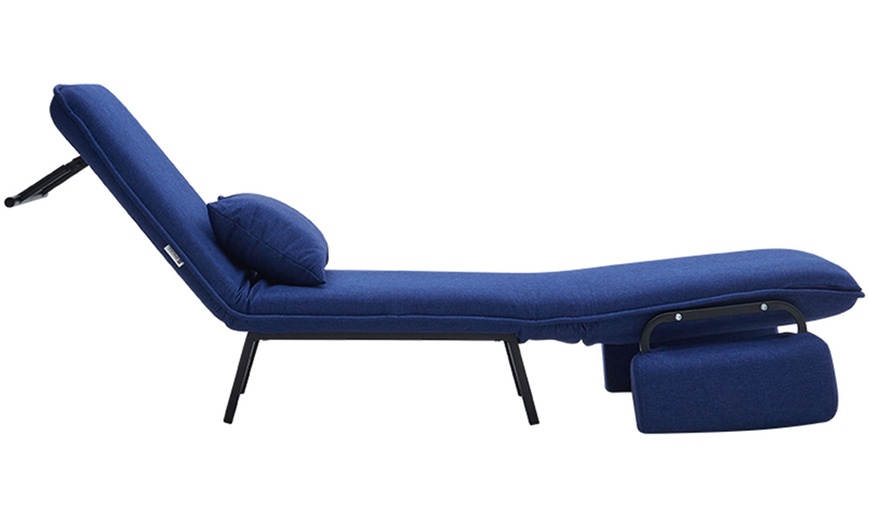 Image 4: Convertible Linen Sofa Bed with Pillow and Storage Pocket