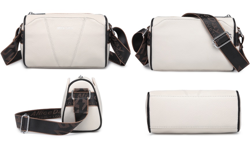 Image 2: Miss Lulu Wide Strap Leather Crossbody Bag