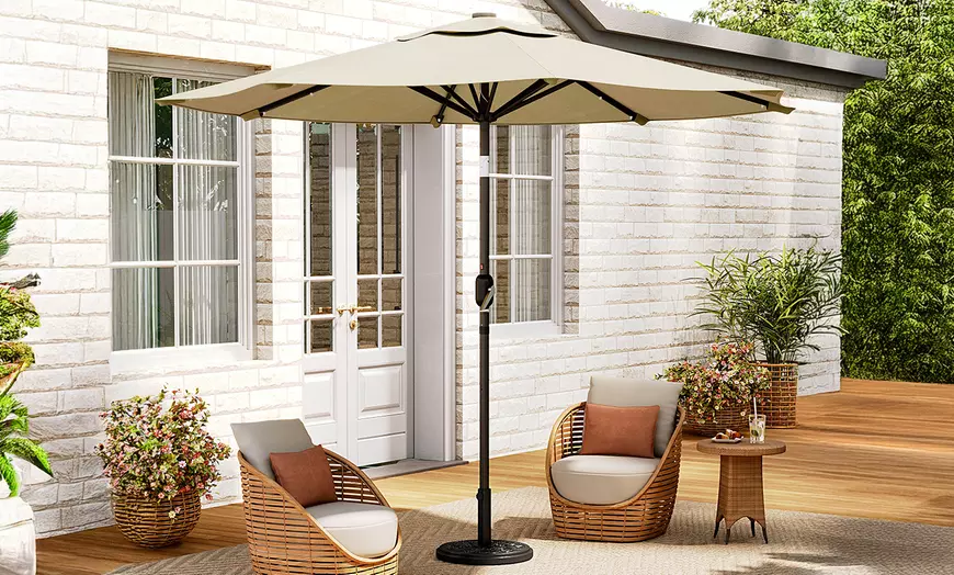 Image 8: Rotatable Solar Strip Lighting Umbrella with Fillable Base