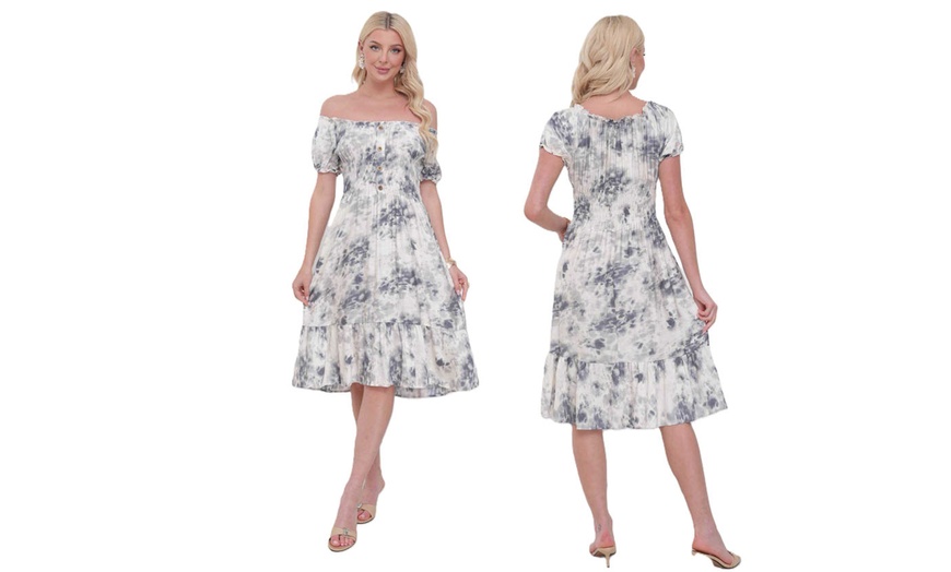 Image 6: Women's Printed Bardot Gypsy Midi Dress