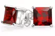 Paris Jewelry White Gold Plated 4 Ct Princess Red Garnet Stud Earrings - Second Medium