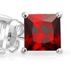 Image 2: Paris Jewelry White Gold Plated 4 Ct Princess Red Garnet Stud Earrings