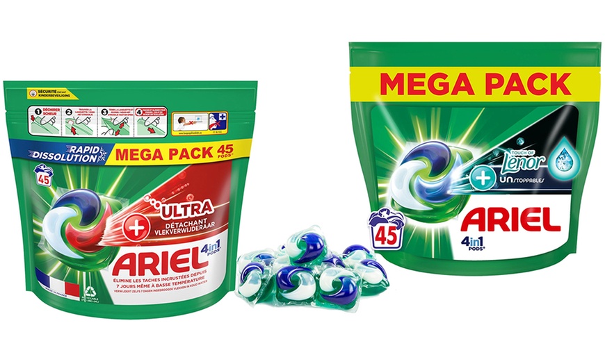 Image 1: 45, 90 ou 180 capsules Ariel "All In One" Ultra ou Touch of Lenor
