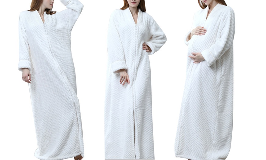 Image 2: Zip Into Comfort with Plush Zip Up Lounger Robe