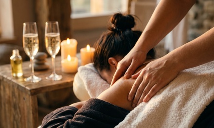 One 60 minute Single Massage with Aromatherapy, Hot Stones, Hot Towels, Foot Scrub, Foot Mask, Champagne and Chocolate - Beauty Retreat Studio