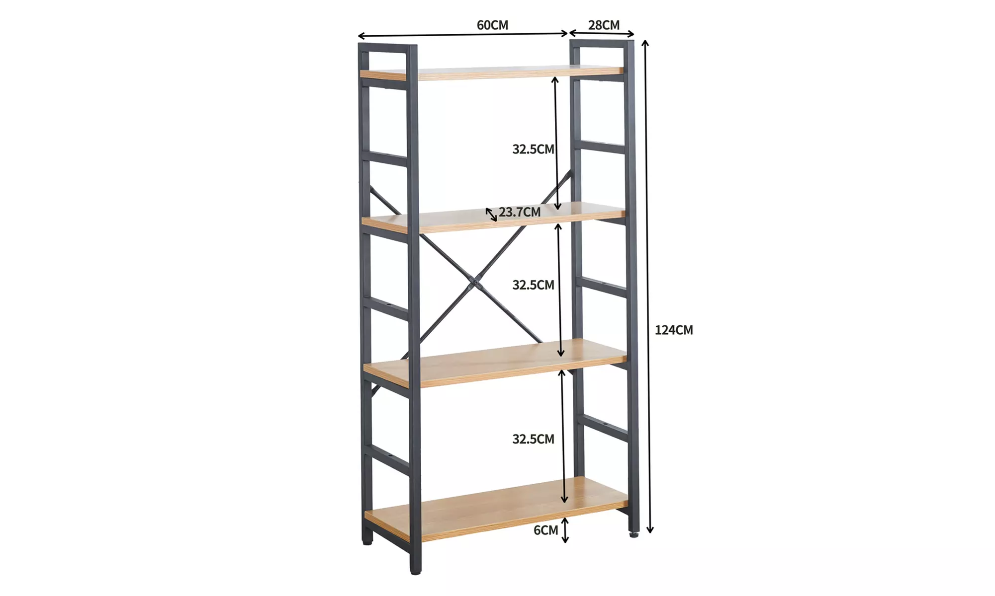Étagère industrielle bois & acier, Sampur