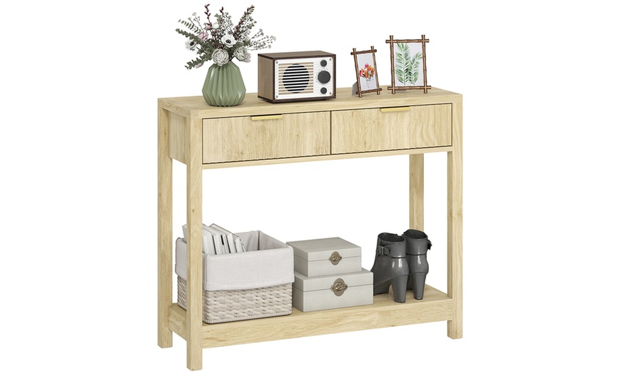 Image 2: HOMCOM Console Table with Fluted Drawers