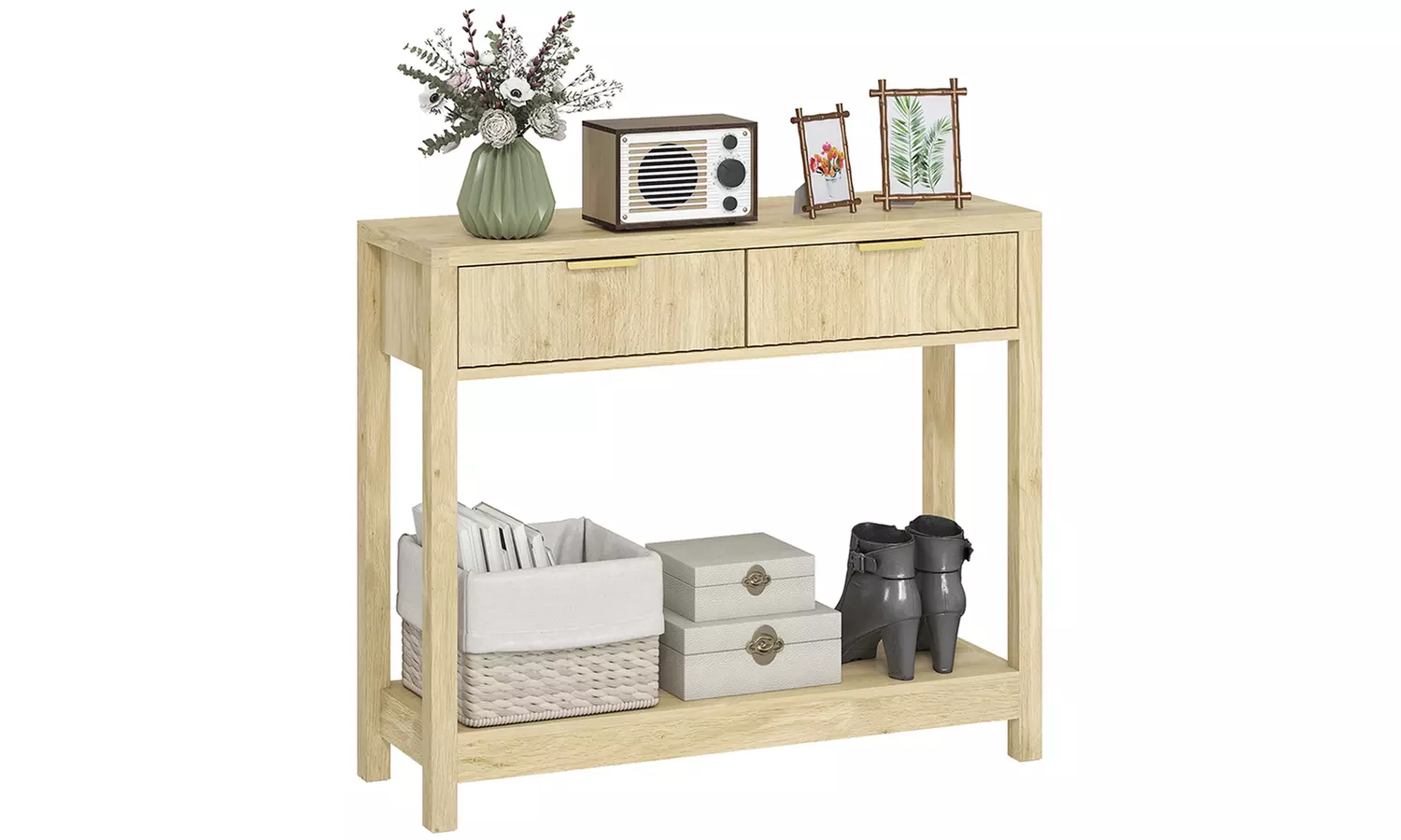 HOMCOM Console Table with Fluted Drawers