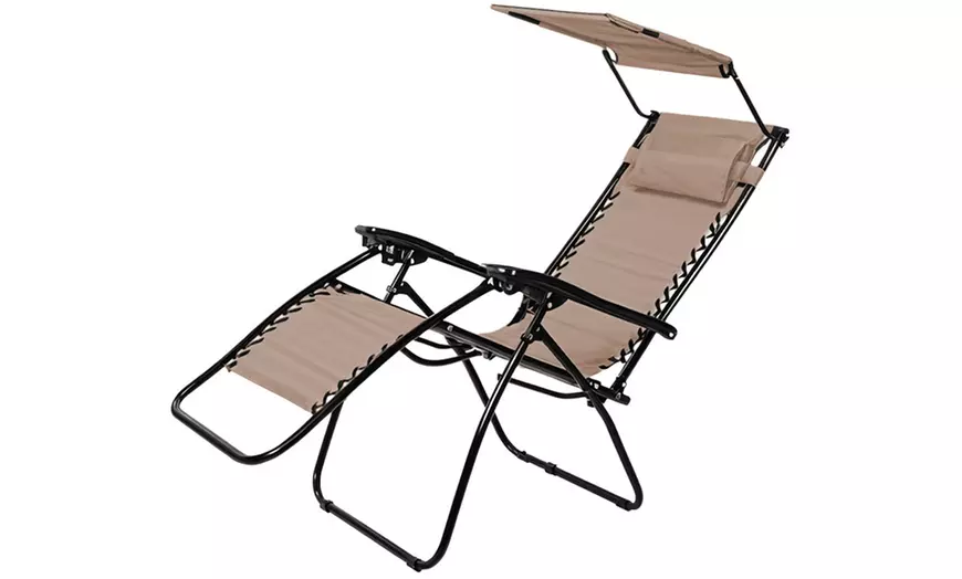 Image 4: Silla reclinable con parasol plegable 