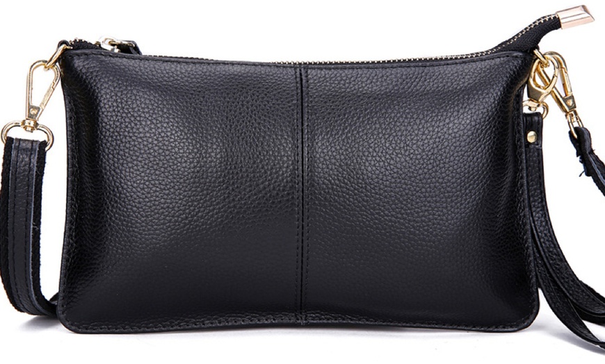 Image 2: Leather Wristlet Crossbody Purse