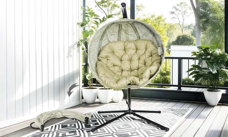 Image 3: Outsunny Round Egg Chair