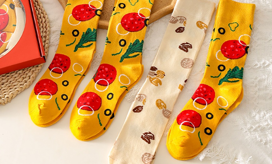 Image 3: Pair of Four Novelty Pizza Socks