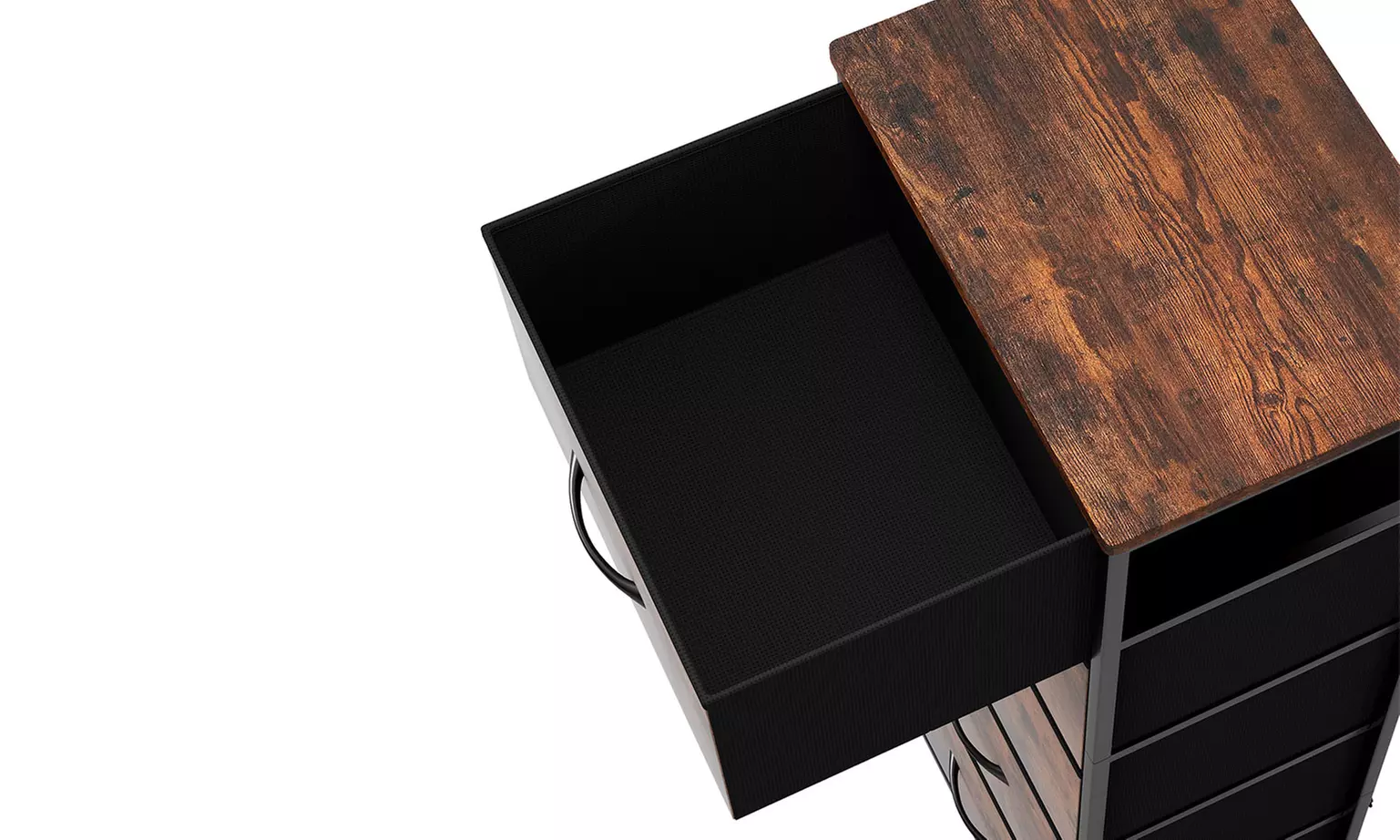 Fabric Chest of Drawers Collection - Rustic Wood & Grey Storage Units