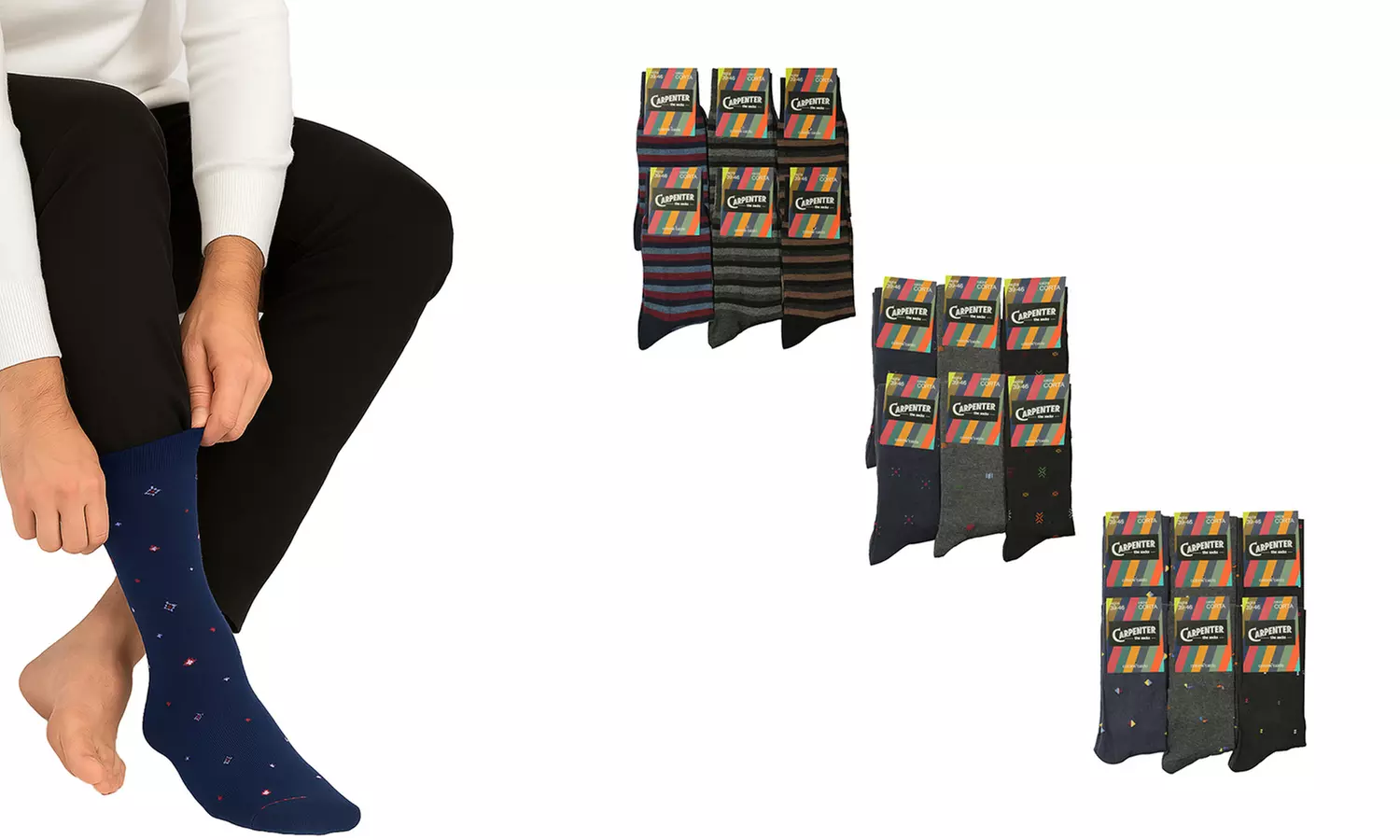 Lot de 6 ou 12 paires de chaussettes Carpenter en coton, modèle au choix - Primary Image