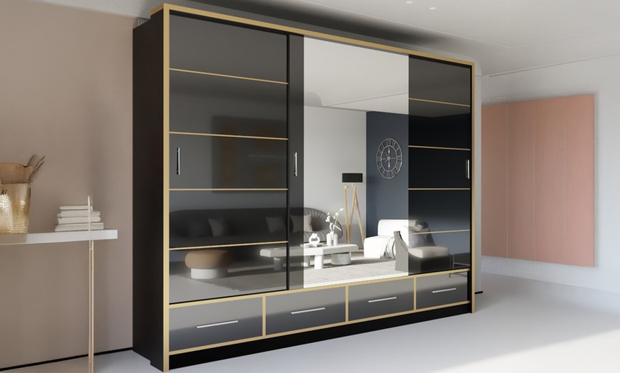 Image 7: Sweden Modern High Gloss Wardrobe with Drawers