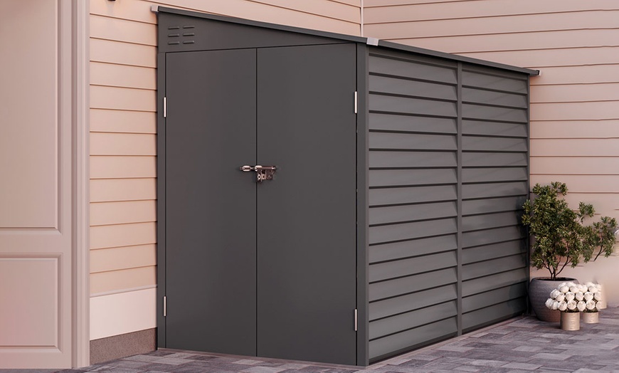 Image 7: Charcoal Black Steel Outdoor Garden Storage Shed