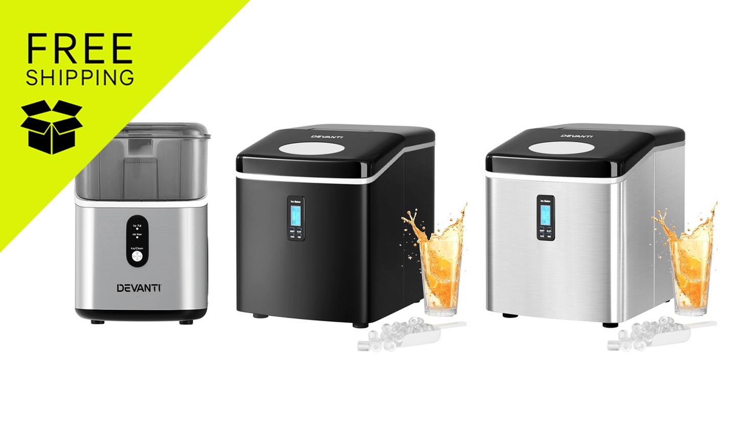 Devanti 15kg Ice Maker Machine, 3.2L Portable Ice Cube Maker or 15kg Nugget Ice Cube Machine (Up to 45% Off)