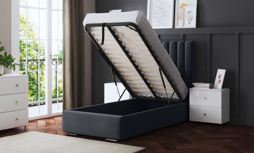 Image 29: Evangeline Panel Bed with Optional Ottoman Gas Lift Storage