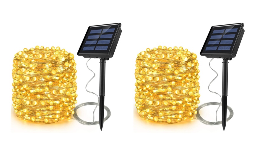 Image 4: One or Two Packs of 200 LED Solar String Lights