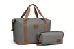 Ensemble valise, sac de voyage et pochette gris et marron, dimensions de la valise au choix, livraison offerte - Image 2