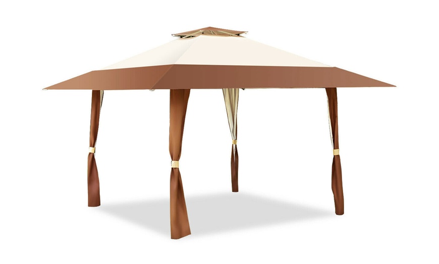 Image 3: Costway 13'x13' Folding Gazebo Canopy Shelter Awning Tent Patio Garden Outdoor 