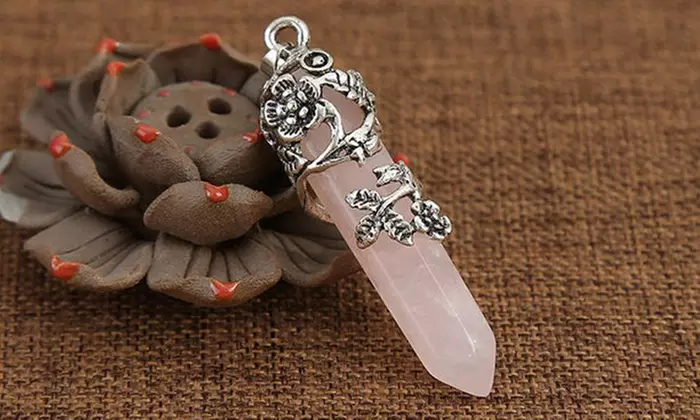 Healing Crystal Wrapped Pointed Natural Quartz Stone Necklace Pendant