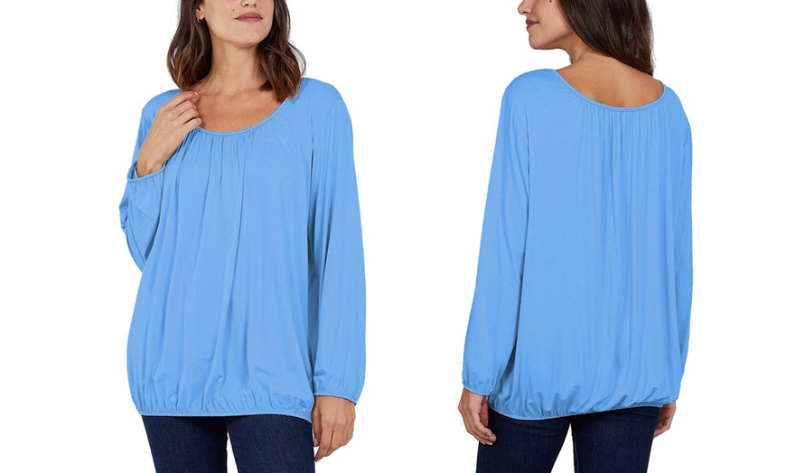 Image 11: Ladies Baggy Fit Ruched Neck Long Sleeve Top