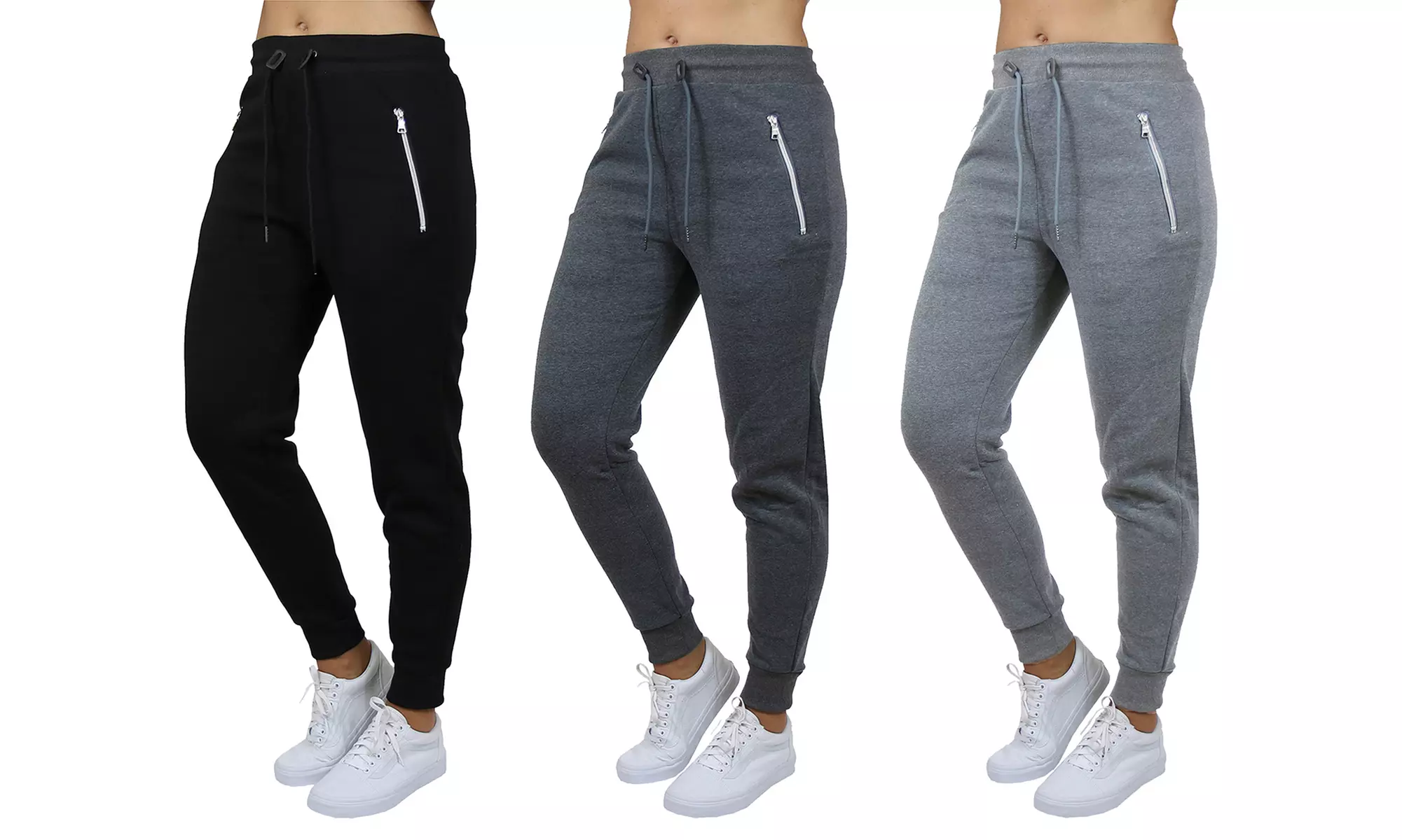 (3-Pack) Women's Loose Fitting Fleece Jogger Sweatpants (Sizes, S-2XL)