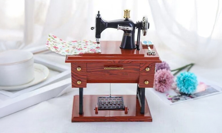 Image 1: Vintage Simulated Small Sewing Machine Model Music Box