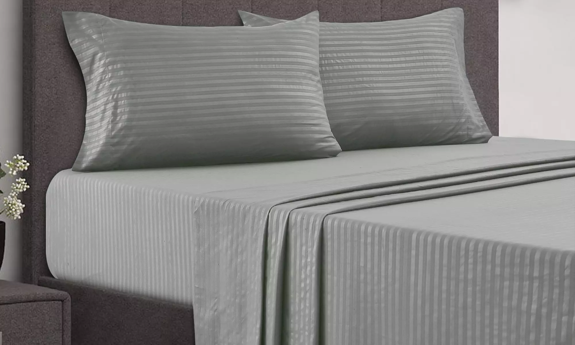 Lux Decor 4 Piece Stripe Bed Sheet Set Microfiber Deep Pocket Bedding Sheets