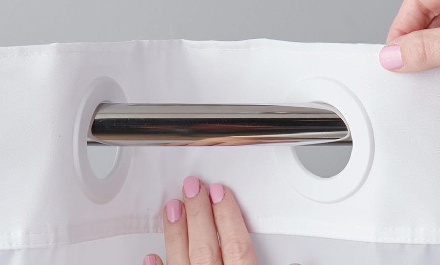 Image 3: Clearance Hookless Quick-Fit Shower Curtain