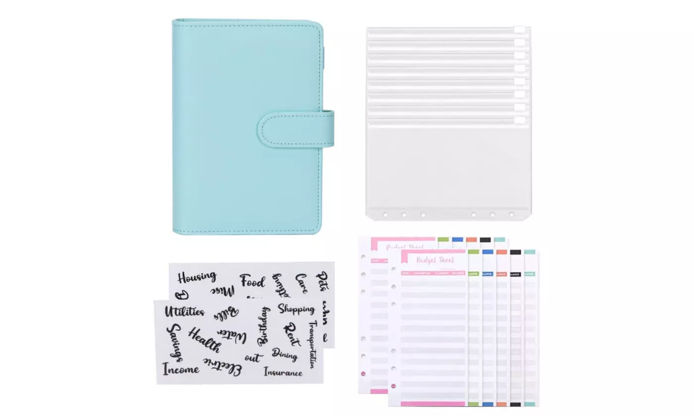 PU Leather Notebook A6 Ring Binder Budget Planner Organizer Cover